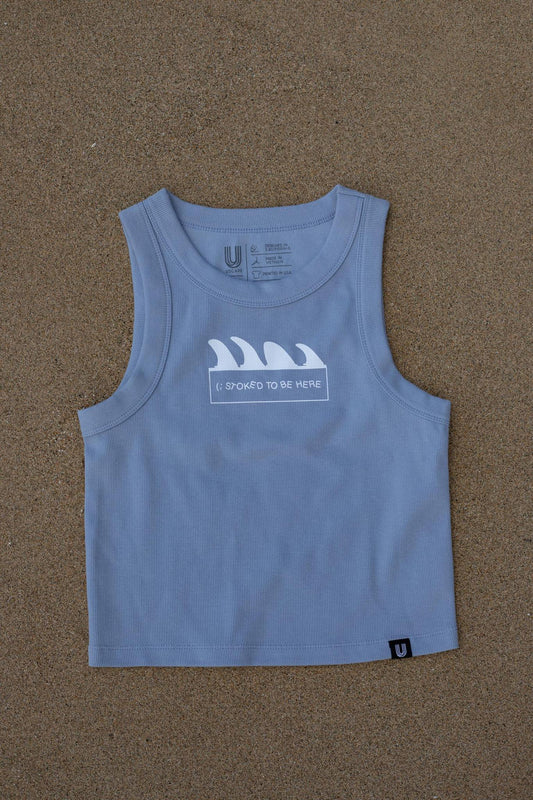 Stoked to be here - Woman's Ribbed Tee