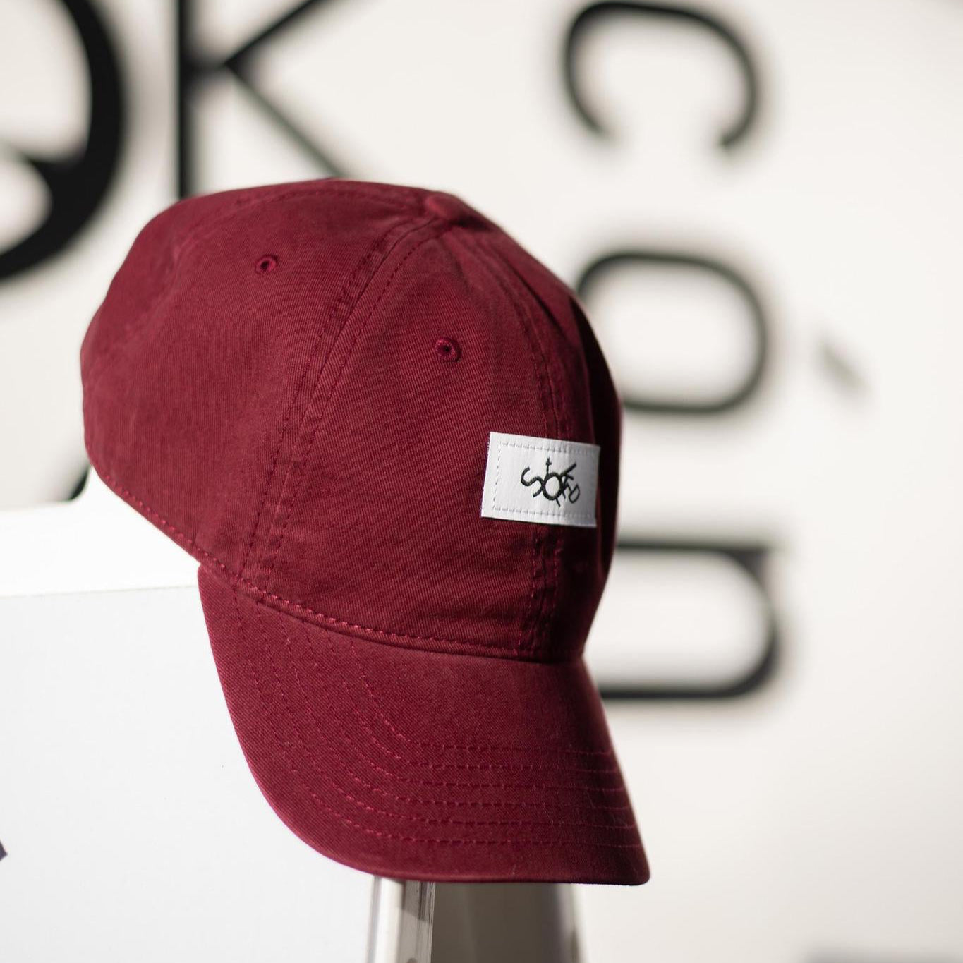 Dad Hat Burgundy Stoked Horizontal Logo