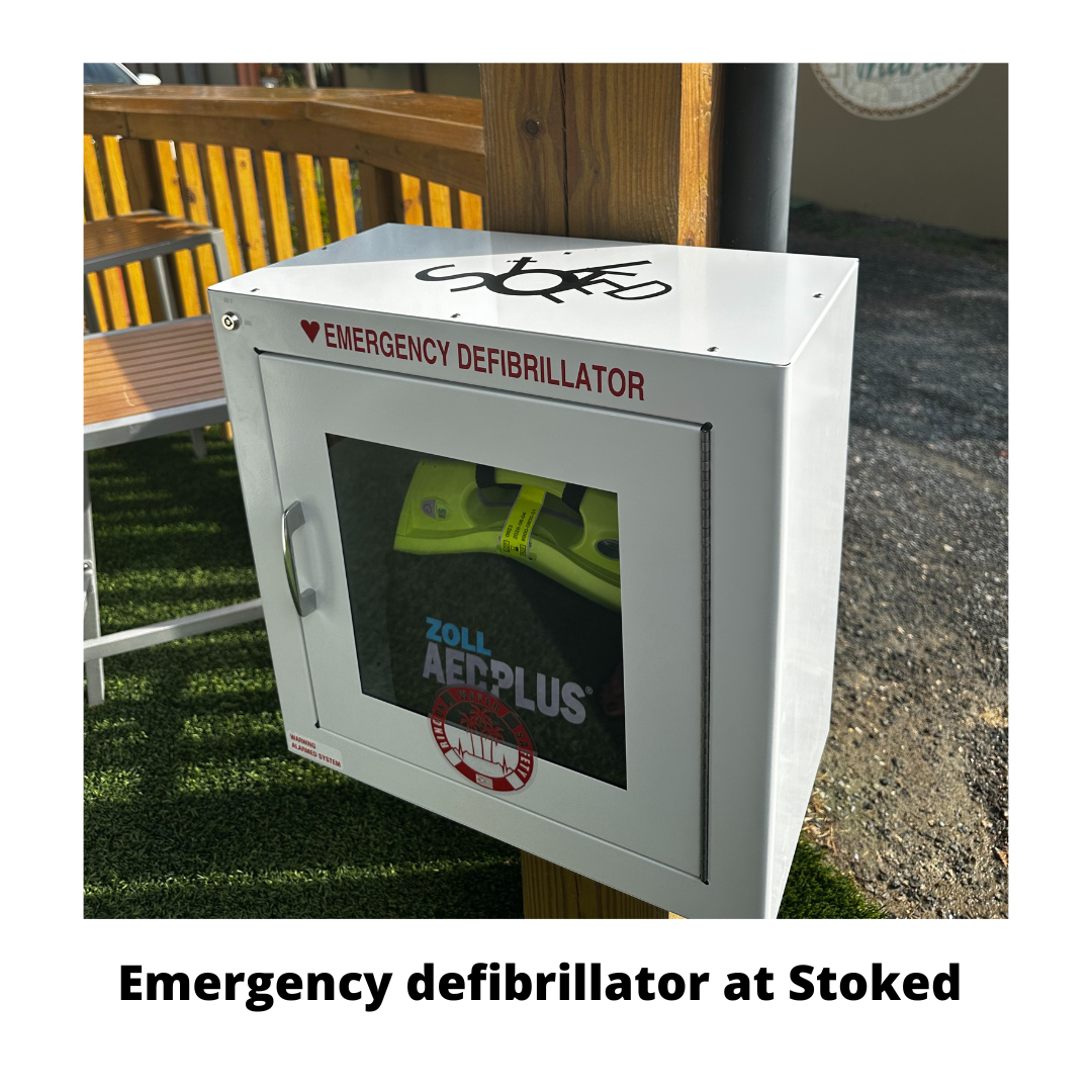 New ZOLL AED Plus defibrillator installed at Stoked Rincón to ensure the safety of surfers and bathers.