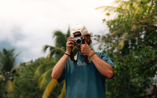 Embroidered Vintage Tee Pebble Blue
