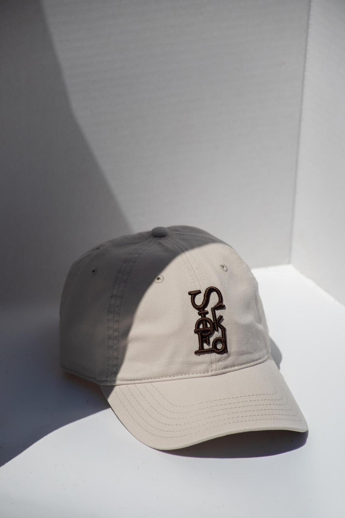 Two-tone cap with logo on a white background