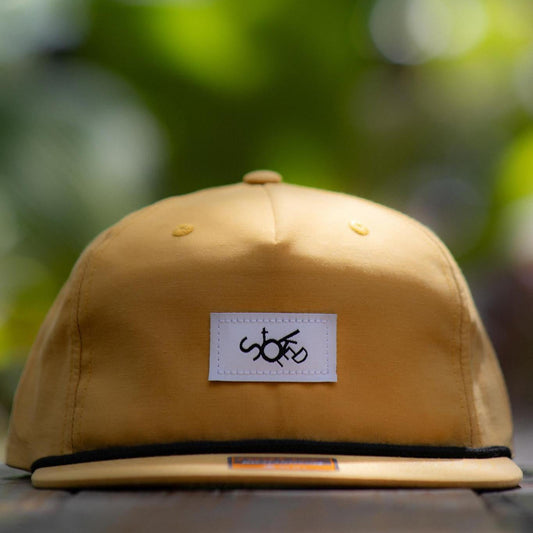 Mustard 5 Panel Hat w/Stoked Woven Logo