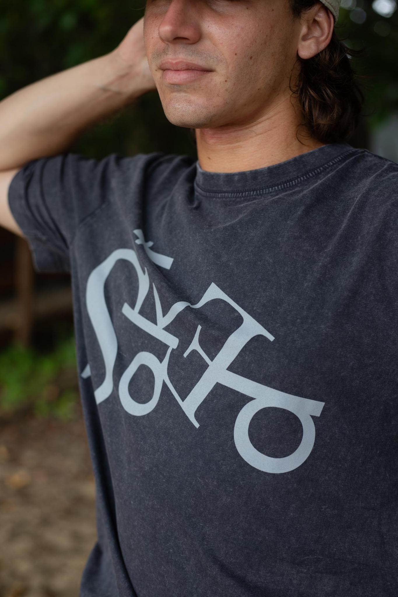 Mineral Wash T-Shirt Stoked Oversized Big Logo